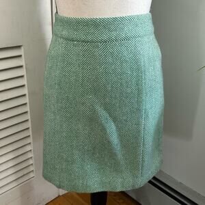 VINEYARD VINES Womens Skirt Midi Herringbone Tweed Wool Green Preppy Office 4